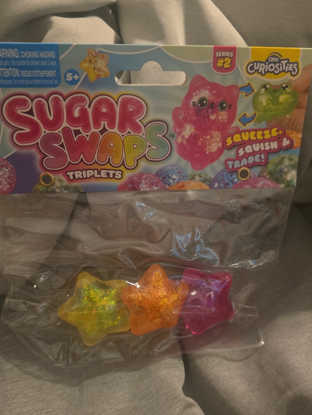 Sugar Swaps Triplets - Pink, Orange & Yellow Squishy Stars